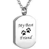 Gisunye Cremation Jewelry for Ashes for Pet Stainless Steel Keepsake Waterproof Memorial Pendant Ash Holder Paw Print Urn Necklace for Cat Dog's Ashes with Filling Kit