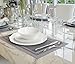 Dinnerware Set Service for 2, Scalloped Embossed Bone China, 6 Piece White Porcelain, Holiday Kitchen Gift