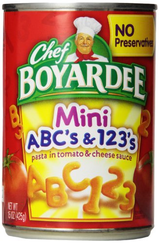 Chef Boyardee Mini ABC’s & 123’s in Tomato and Cheese Sauce, 15 Oz. (Pack of 12)