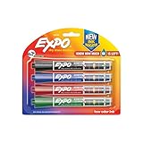 EXPO Dry Erase Markers with Ink Indicator, Chisel Tip, Assorted Colors, Pack of 4 markers