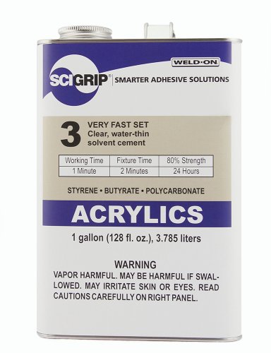 SCIGRIP 3 10299 Acrylic Solvent Cement, Low-VOC, Water-thin, 1 Gallon Can with Screw-on Cap, Clear