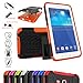 Mama Mouth Shockproof Heavy Duty Combo Hybrid Rugged Dual Layer Grip Cover with Kickstand for Samsung Galaxy Tab 3 Lite/Tab E 7.0 T110 T111 T113 T115 T116(with 4 in 1 Packaged),Orange