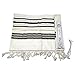 Black & Gold 100% Wool Kosher Tallit Prayer Shawl Made by Mishcan Hathelet (size 55 - (51 inches x 73 inches))