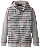U.S. Polo Assn. Big Boys' Full Zip Thermal Hoodie, Medium Heather Gray, 14/16