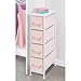 mDesign Narrow Vertical Dresser Storage Tower Furniture - Metal Frame, Wood Top, Easy Pull Fabric Bins - for Kid's Bedroom, Hallway, Entryway, Closet, Dorm - Chevron Print, 4 Drawer - Pink/White