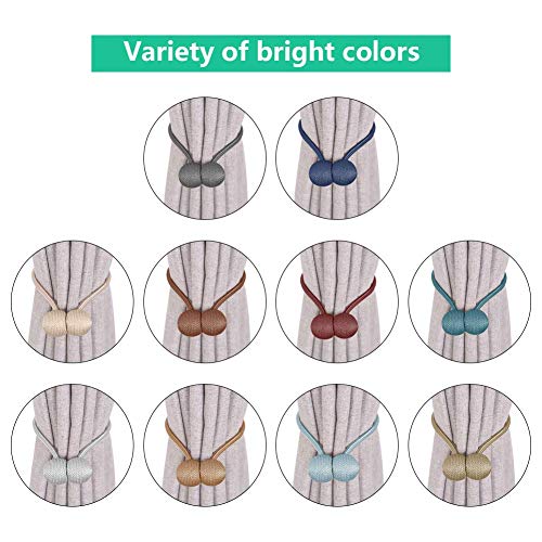 YOBAYE Magnetic Curtain Tiebacks, 4 Pack Drape Tie Backs Decorative Curtain Rope Holdbacks for Home Kitchen Office Window Drapes, No Drilling & Holes Required,Beige