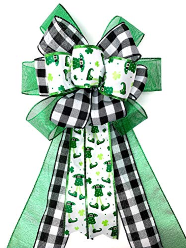 St. Patrick's Day Bow, Saint Patrick Day Wreath Bow, Shamrock lantern bow, Irish day swag bow, Green Bow, Wreath making