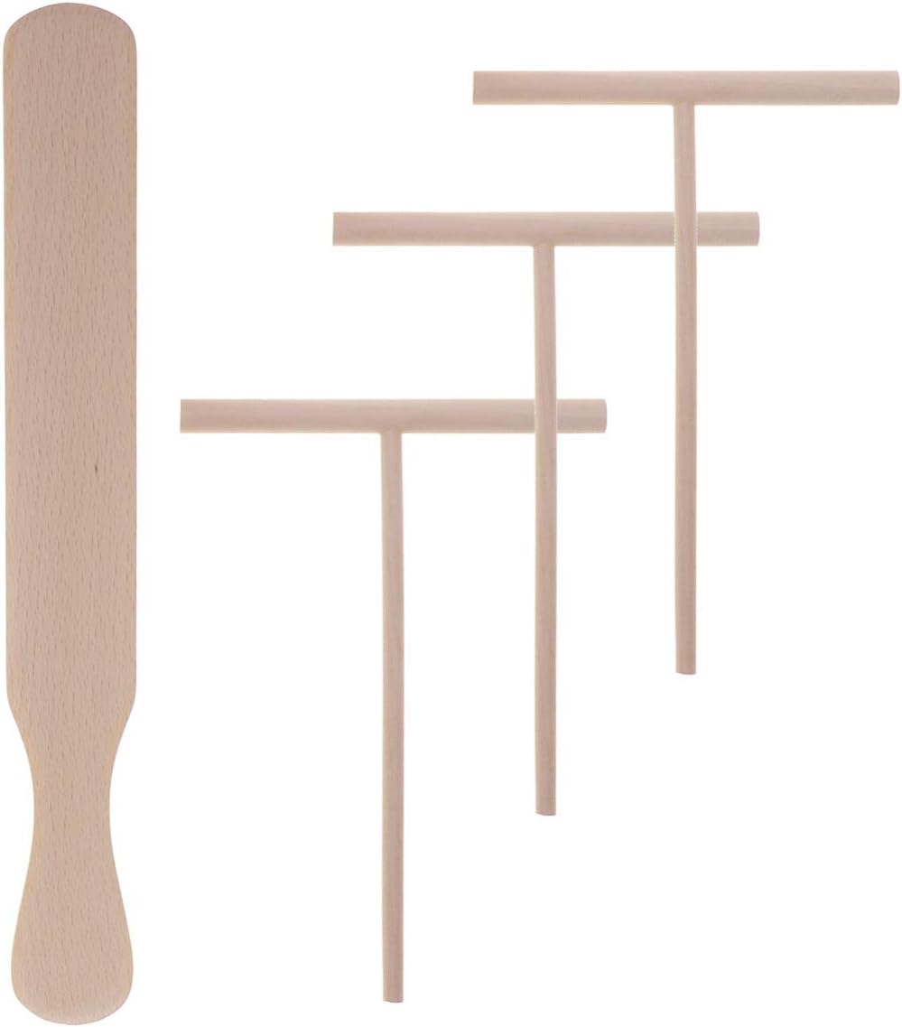TOPBATHY 3pcs Wooden Crepe Spreader + 1Pcs Wooden Spatula Set Dough Spreader Spreader Tool for Kitchen Home Restaurant Food Stall Baking - Image 3