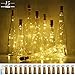 LoveNite Wine Bottle Lights with Cork, 15 Pack Battery Operated 10 LED Cork Shape Silver Wire Colorful Fairy Mini String Lights(No Bottles) for DIY, Party, Christmas, Wedding Decor (Warm White)