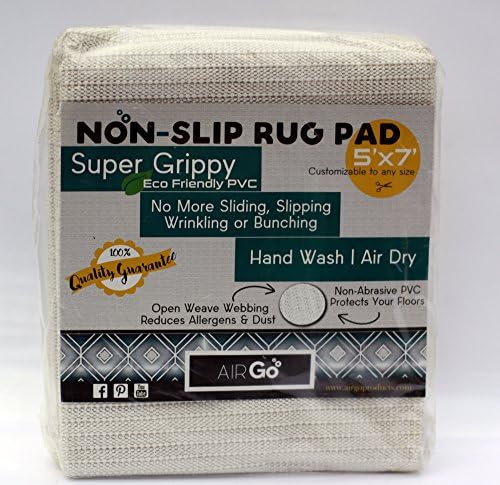 Non Slip Rug Pad AirGo Products Anti-Slip Rug Gripper - Reduce Slipping, Bunching, &amp; Movement of your Oriental, Throw &amp; Area Rugs- Rugpad Cushion &amp; Floor Protector (5ft x 7ft) Nonskid Wrench