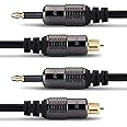 FosPower 24K Gold Plated Toslink to Mini Toslink Digital Optical S/PDIF Audio Cable with Metal Connectors & Strain-Relief PVC Jacket - 3ft/2Pack