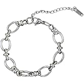 Pierced Owl Stainless Steel Oval Chain Link Bracelet