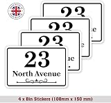 Papa Prints Wheelie Bin Numbers Pack 4 150x100mm Waterproof Stickers view 2