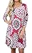 For G and PL Womens 3/4 Sleeve Loose Floral Print Casual Crew Neck Pocket T Shirt Dress Red XL