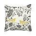 Emvency Decorative Throw Pillow Cover Square Size 16x16 Inches Trendy Yellow Gray Ivory Vintage Floral Bird Lumbar Pillowcase with Hidden Zipper Decor Cushion Gift for Holiday Sofa Bed
