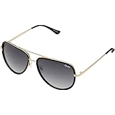 Quay Australia All In Oversized Aviator Sunglasses 100% UV Protection (Black/Black Smoke Polarized)