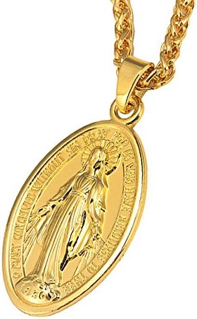 Apopo gold Religious Pendant Virgin Mary Necklace christian chain