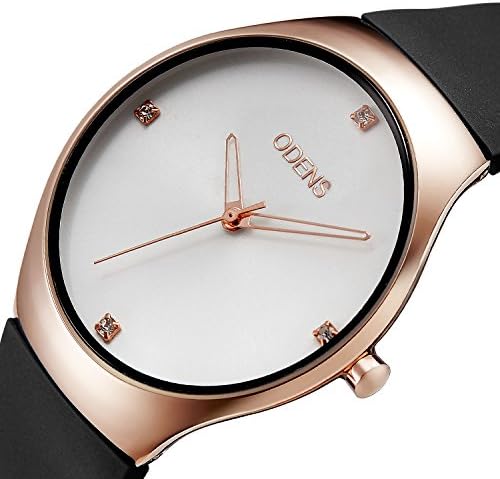 Women's Quartz Rhinestone Gold Watch with Black Rubber Watch band ,Casual Sports Dress Analog Wrist Watches for Girls