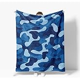 Dark Blue Camo Decor Design Soft Throw Blanket,Vivid Military Camouflage Flannel Blanket Gifts for Kids Boys Girls Men Women Camping Traveling Couch Bed 40" X 50"