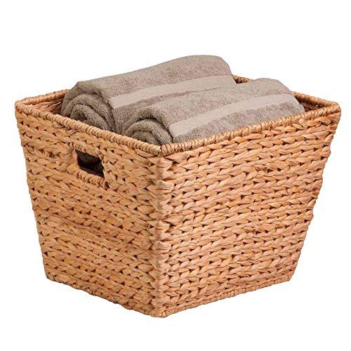Honey-Can-Do STO-02884 Tall Square Water Hyacinth Basket Bin, Large, 15 L x 15 W x 12 H - //medicalbooks.filipinodoctors.org