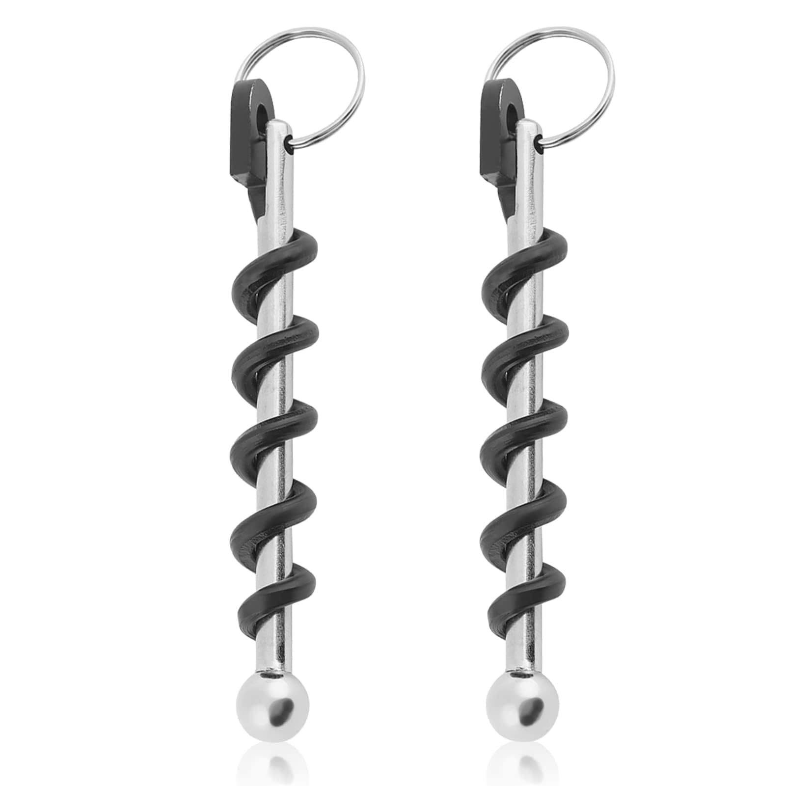 2PCS Bottle Opener Keyring, Wine Opener, 6 * 1 * 1cm Key Ring Corkscrew Stainless Steel Corkscrews Manual Mini Keychain Corkscrew for Bartenders Barmans Waiters