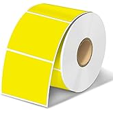 TuSamper Square Thermal Label Stickers, 2"x2" (50.8mm x 50.8mm) Compatible with Multiple Thermal Printers Self-Adhesive Square Direct Strong Adhesive Thermal Labels, Yellow, 500 Sheets/Roll