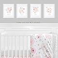 Sweet Jojo Designs Blush Pink, Grey and White Love Peace Joy Bliss Wall Art Prints Room Decor for Baby, Nursery, and Kids for Watercolor Floral Collection - Set of 4