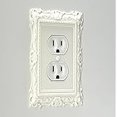 Victorian Light Switch Plate Cover, Vintage Frame Style for Toggle, Rocker & Outlet, Black Hardware Included #2 (White, Duple
