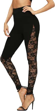 Womens Lace Hollow Leggings Floral Plus 