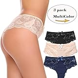ADOME Women's Sexy Lace Underwear for Women Low Rise Seamless Panties Modal Panties Briefs(3 Pack)