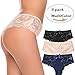 ADOME Women's Sexy Lace Underwear for Women Low Rise Seamless Panties Modal Panties Briefs(3 Pack)