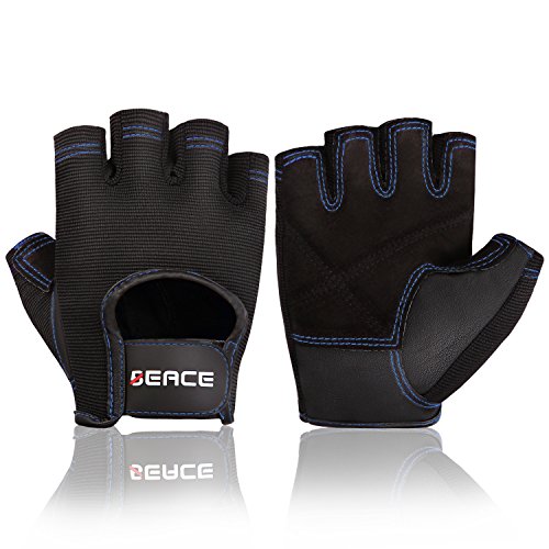 BEACE Weight Lifting Gym Gloves with Anti-Slip Leather Palm for Workout Exercise Training Fitness and Bodybuilding for Men &amp; Women