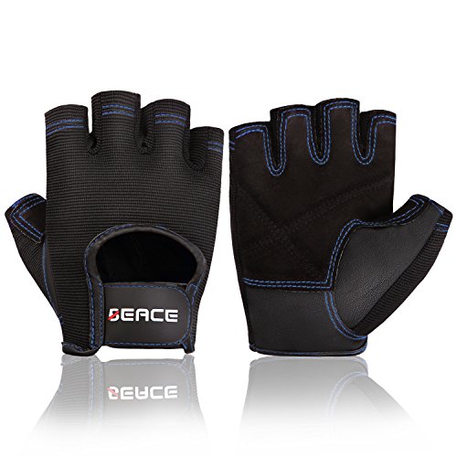 Beace Weight Lifting Gym Gloves with Anti- Slip Leather Palm for Workout Exercise Training Fitness and Bodybuilding for Men & Women