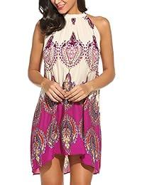 BLUETIME Vestido corto sin mangas con cuello halter sin mangas para mujer Vestido corto