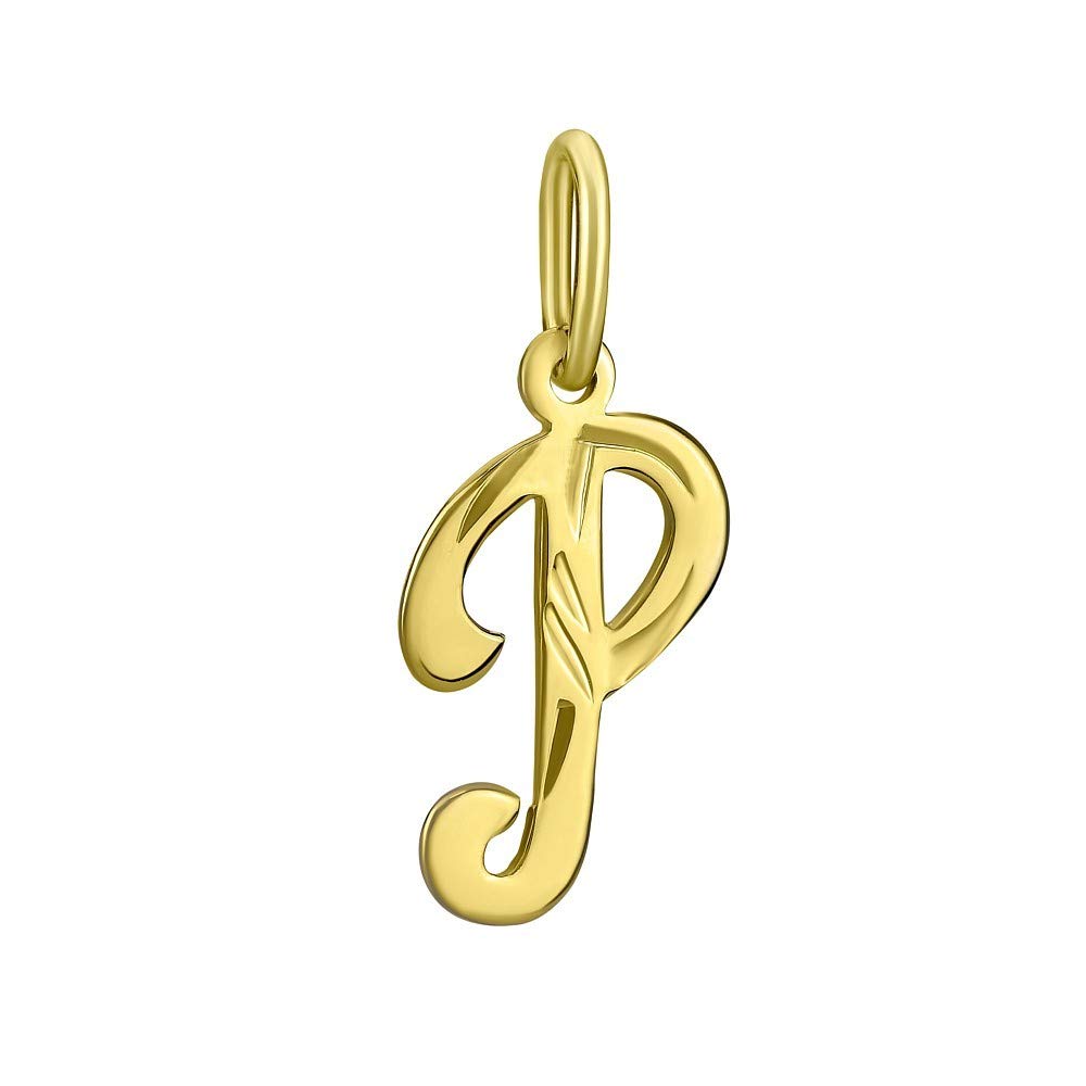 SILVEGO - SILVEGOBG10289P - Unisex 14ct Yellow Gold Pendant Letter P