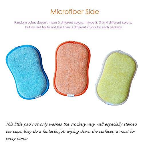 Microfiber-Kitchen-Cleaning-Scrubbing-Sponges-Reusable-Eco-Washing-Up-Scouring-Pads-Cloths-Non-Odor-Scourer-Dish-Scrubber-Brush-Great-for-Non-Stick-Pan-Pot-Cookware-Pack-of-5-Random-Color-with-Hook