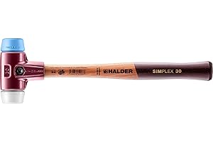 Halder 3017.030 Simplex .75 lb. Soft-Face Mallet with TPE-Soft Blue Rubber (Non-marring) and Superplastic Inserts, Cast Iron 
