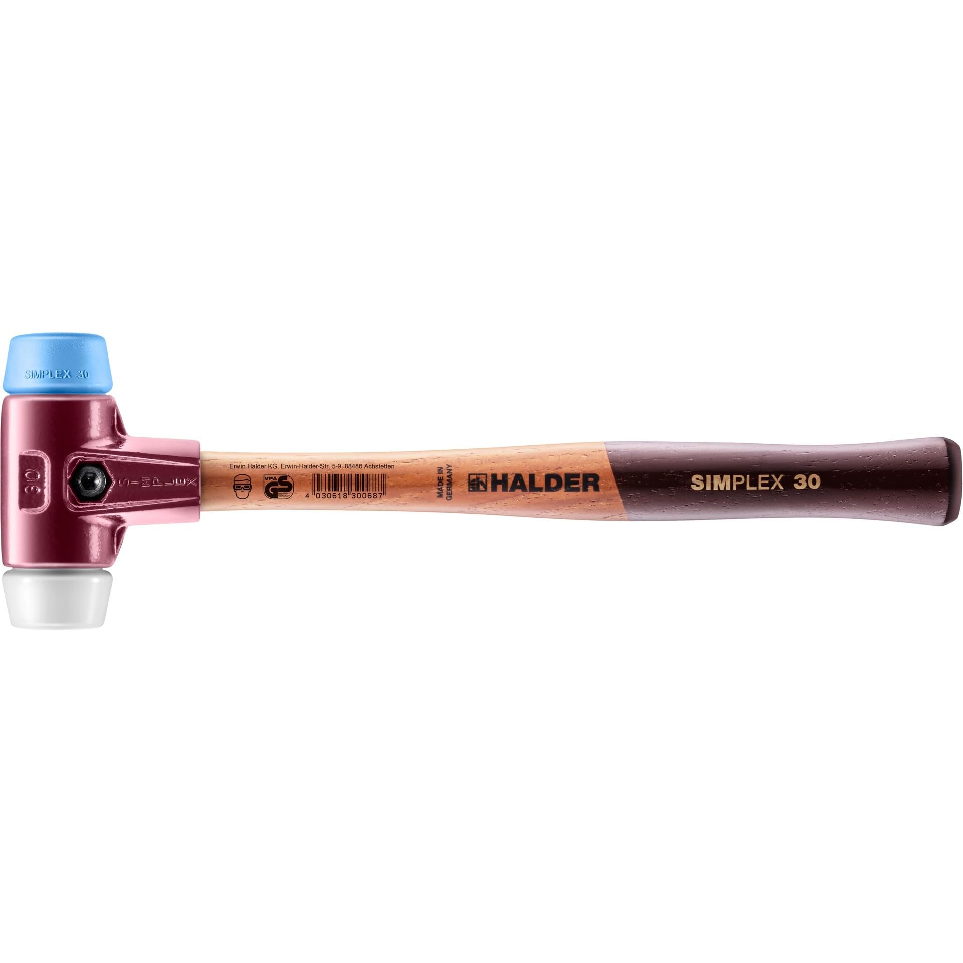 Halder 3017030"Simplex Soft-Face Superplastic/TPE-Soft" Mallet, Multi-Colour, 30 mm
