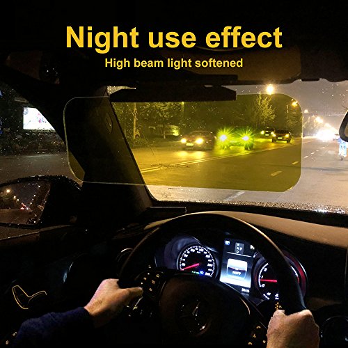 SUUKAA HD Anti-Glare Car Visor,2 in 1 Day and Night Anti-Dazzle Driving Sunvisor,Quick Install Button,Angle Adjustable Goggles Mirror,for Saloon Car,Wagon,Small Car,Small SUV,4.7''x12.6'' - Thumbnail 4