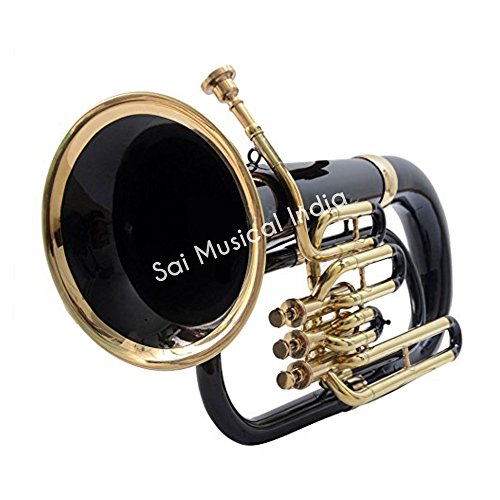 Queen Brass Euphonium Black lacquered and Brass polished Bb 3 valve with hard case - Thumbnail 3
