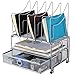 EasyPAG Desk Organizer Stacking Double Trays with Sliding Drawer 5 Upright Sections Paper Folder Binder Letter Holder Office Storage,Silver