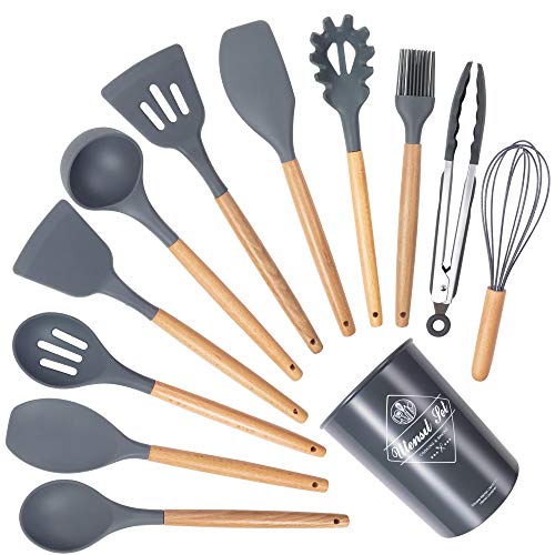 Silicone Cooking Utensils Set, 12pcs Kitchen Utensil Set with Holder