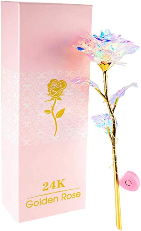 ZHMEI Crystal Eternal Light for Mothers Day Gift is The Best Choice, Galaxy Rose with Base of Love Arts,Colorful Luminous Rose Artificial LED Light Flower Unique Gifts For Girls/Crafts (Multicolor, A)