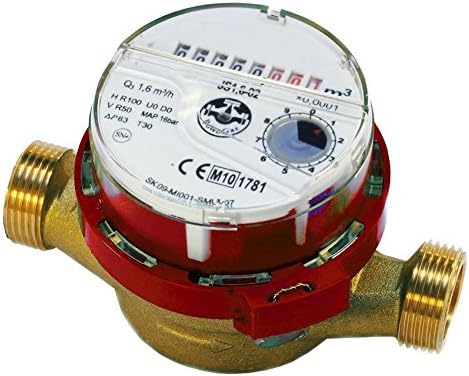 Hot Warm Water Flow Meter 3/4" inch (1") BSP European Thread 4m3/h Red Colour