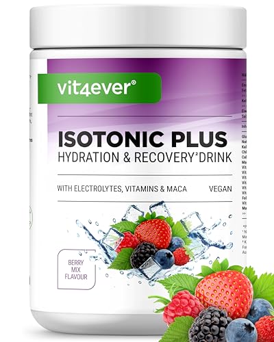 vit4ever Isotonic Plus Drink - 1050 g Isotonisches Getränkepulver – mit Kohlenhydraten, Elektrolyten, Vitaminen und Maca - Hydration & Recovery Formel - vegan (Beeren Fruchtmix) thumbnail 1