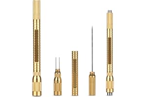 WASEEDS Cigar Punch 4-in-1 Cigar Draw Enhancer Tool Stainless Steel Dual Size Cigar Cutter & Punch and Twin Nubber (Gold)