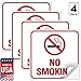 (4 Pack) No Smoking Sign Stickers, 5.5 x 5.5 Inches, 4 Mil Vinyl Self Adhesive Durable Decal Stickers, Long Lasting, Weatherproof and UV Protected, Made in USA by SIGO SIGNS primary