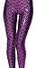 Bling Mermaid Leggings Womens Halloween Leggings Fish Scale Tights Purple Red L