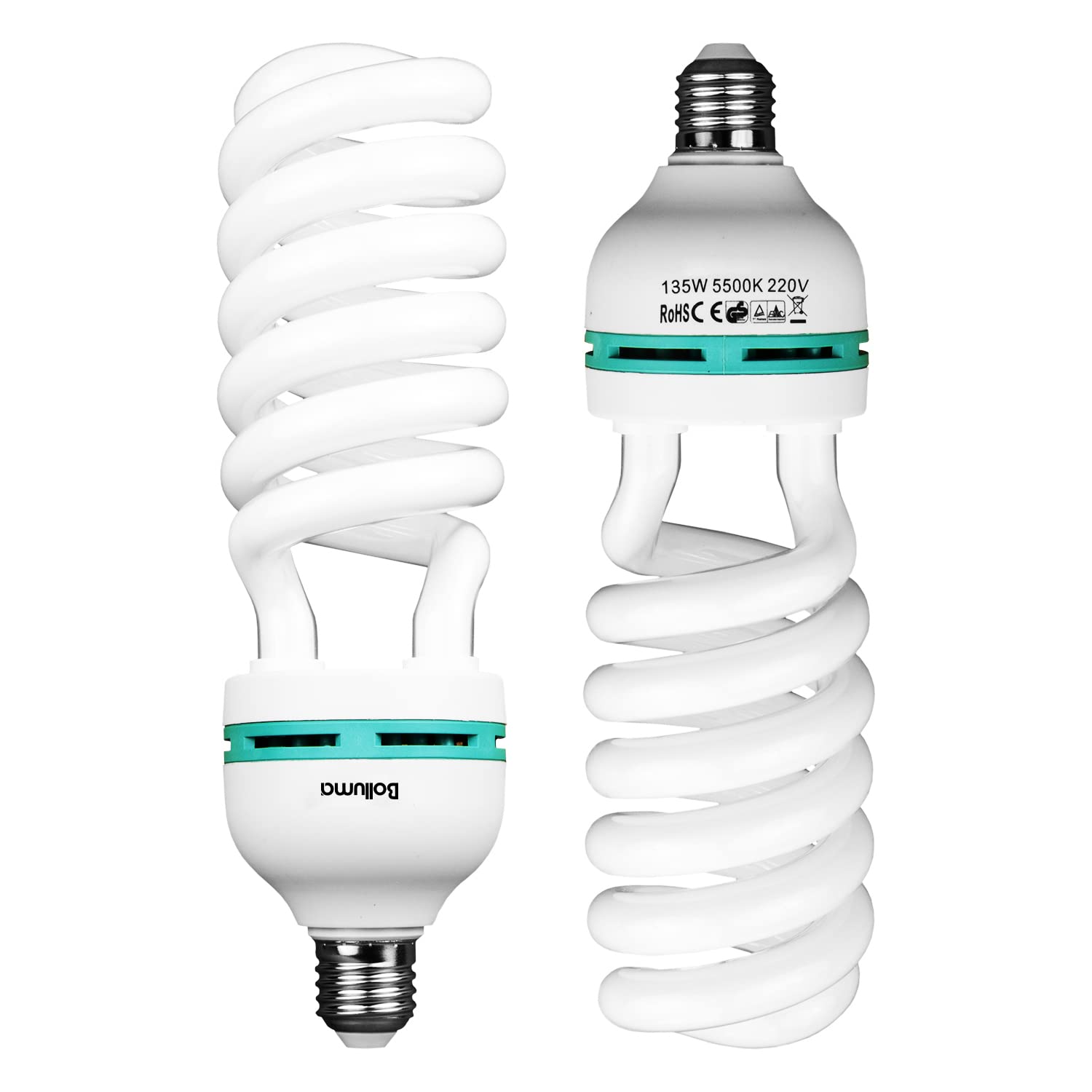 BOLLUMA Photography Daylight White E27 Lighting Lamp Softbox Bulbs 50W Equivalent 135W 5500k a Pair for Photo Video Studio Home Lighting