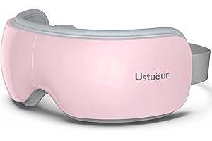 Ustuour Christmas Gifts Eye Massager with Heat, Music Birthday Gift Heated Massager for Migraines, Ideal Gifts for Women/Men, Eye Mask Improve Sleep Reduce Eye Strain Dry Eye (Pink)